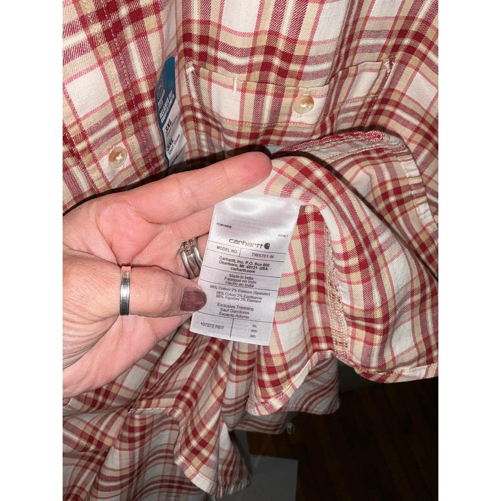 Carhartt Rugged Flex Relaxed Fit Plaid Short Sleeve Shirt 3XL Red Tan NWT - Picture 5 of 6